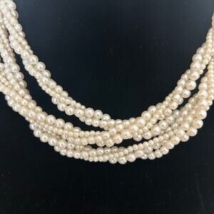 Faux Pearl Long woven strand necklace adjustable lengths Holiday Party Christmas
